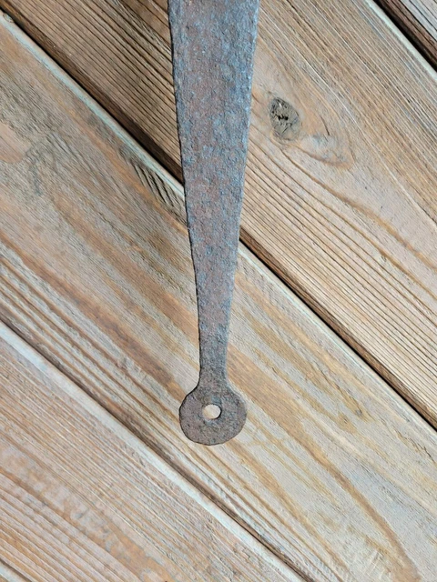 19c Antique Hand Wrought Forged Iron Barn Door Strap Hinges 26" 6