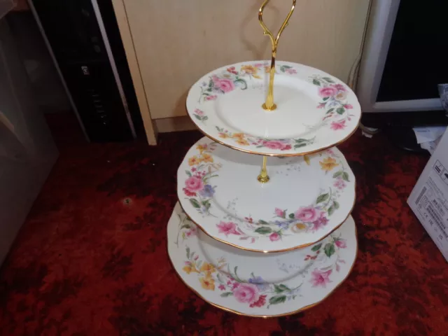 * Duchess 3 Tier Floral Cake Stand "Memories "   -  Free Uk Post