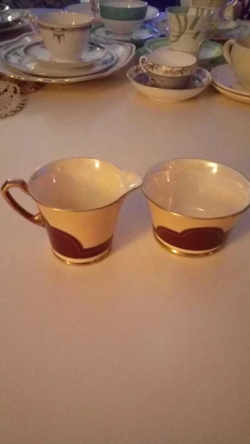 Antique Crown Devon Art Deco 1932+ Small Milk And Sugar. Perfect Condition