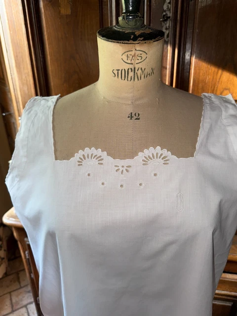 Lot De 2 Nuisettes Brodées Main Vintage Des Années 50/60 - Coton/métis, Jamais Utilisées, Taille L