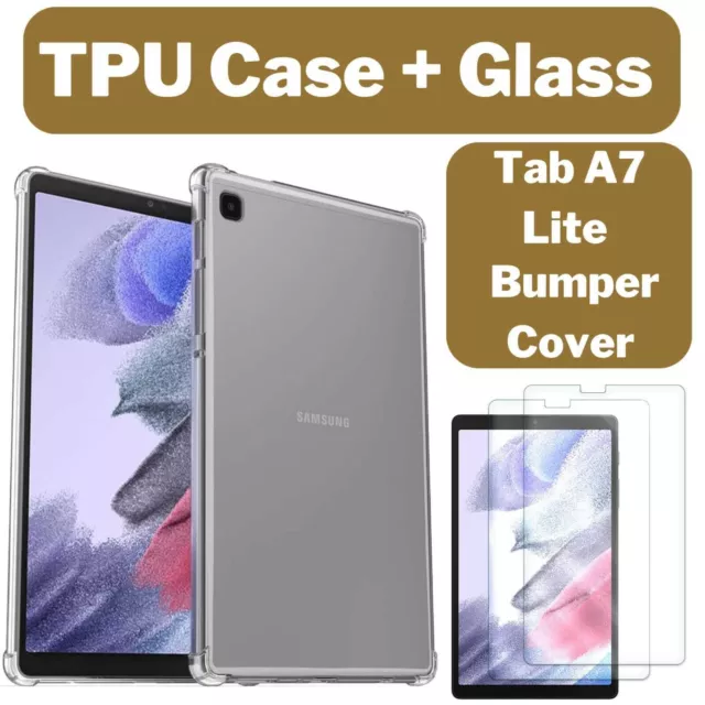 TPU Gel Case Samsung Tab A7 Lite 8.7" 2021 T220/225 Glass Screen Protector Cover