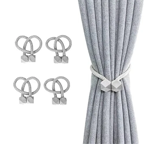 4 Pack Magnetic Curtain Tiebacks Convenient Drape Tie Backs Sliver Gray Sl
