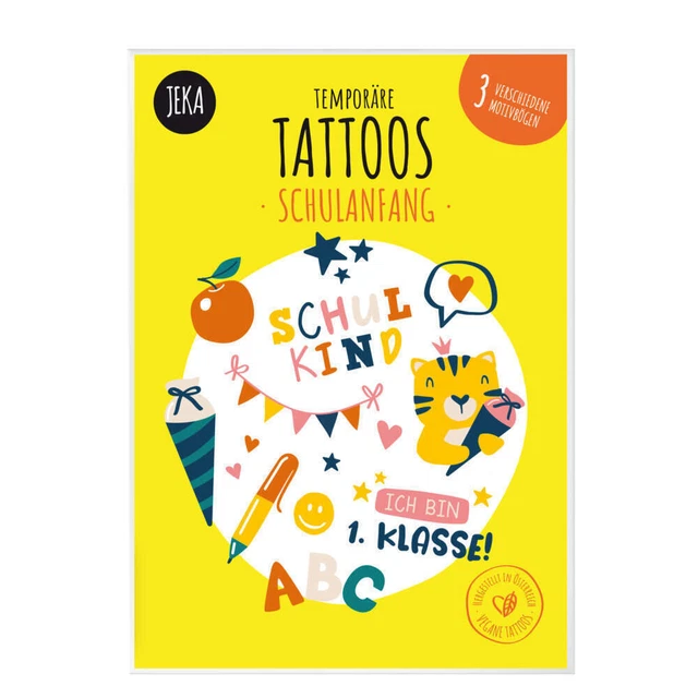 Temporäre Tattoos Schulanfang | 3 verschiedene Motivbögen | Stück | 2021