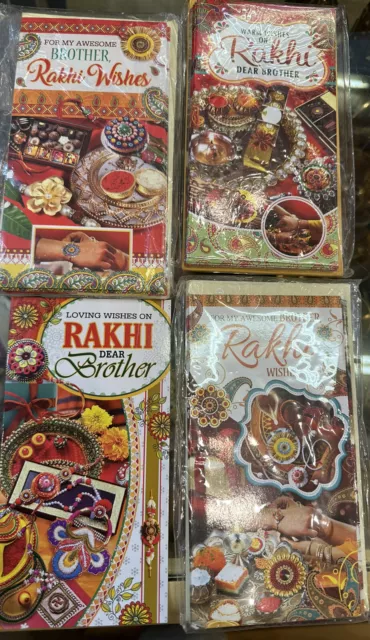 5 Rakhi Card Raksha Bandhan Greeting Cards Pack For Dear Brothers Hindu Festival