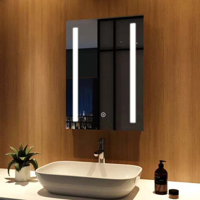 Meykoers LED Bathroom Mirror With Shaver Socket Demister Lights Touch 500 x 700