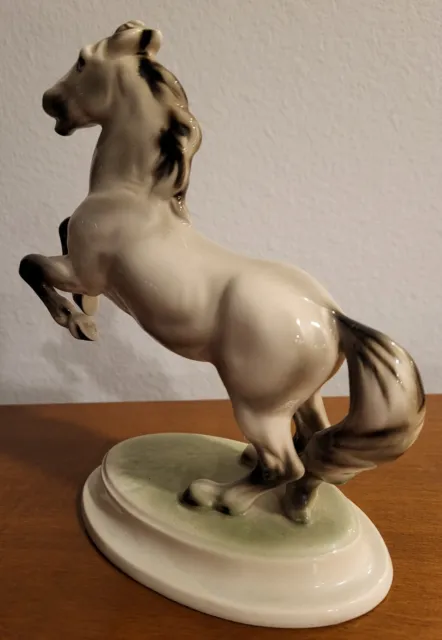 Vintage Keramos Rearing Horse Figurine Vienna Austria Ceramic Porcelain  8" 3