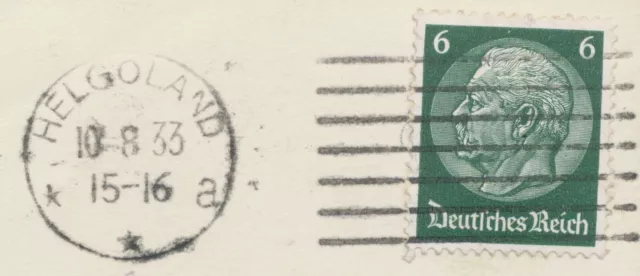 DEUTSCHES REICH 1933 6Pf Paul von Hindenburg EF mit Maschinenstempel „HELGOLAND" 3