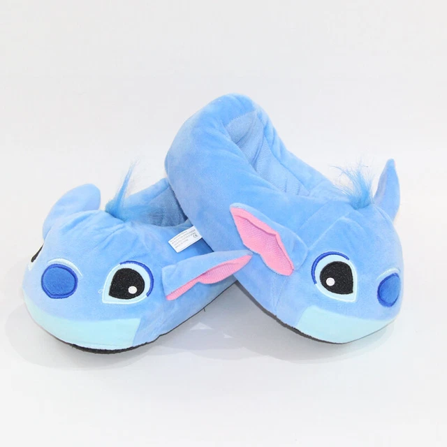 Kids Cartoon Slippers Lilo and Stitch Plush Toy Disney Monster Fur Novelty Blue