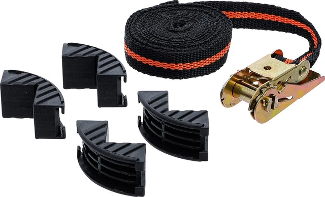 BGS DIY Knarren-Spannband, mit 4 Schutzbacken, 5 m x 25 mm