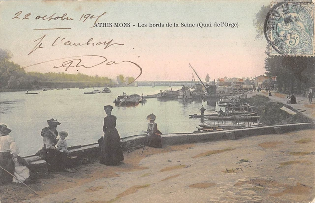 Cpa 91 Athis Mons Les Bords De La Seine Quai De L'orge