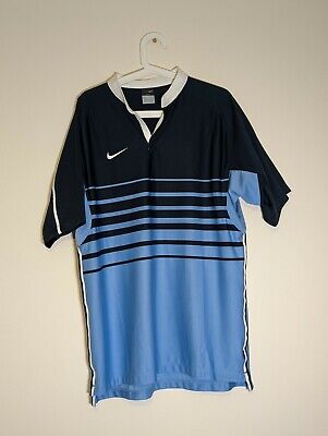 Nike Dri Fit Navy/Baby Blu A Righe T Shirt A Maniche Corte da Uomo Grande