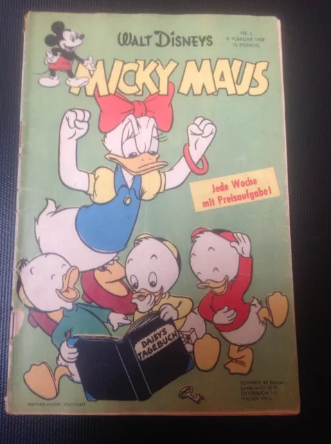 Micky Maus Nr. 5 von 1958 Original Ehapa Verlag Zustand 3- 