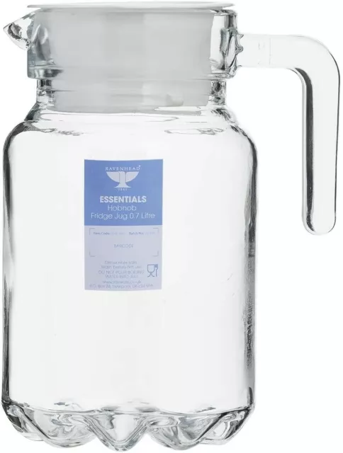 Ravenhead  Essentials Hobnobs Fridge Jug 0.7 Litre, Glass With Lid