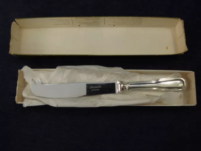 Couteau à fromage CHRISTOFLE Chinon + boîte. Silver plated cheese knife + box