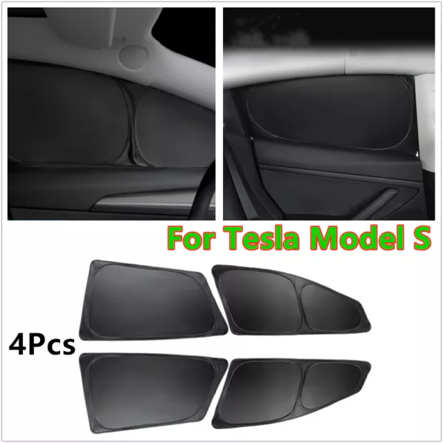 4Pcs Side Window Glass Sunshade Privacy Light Shade Blind For Tesla Model S