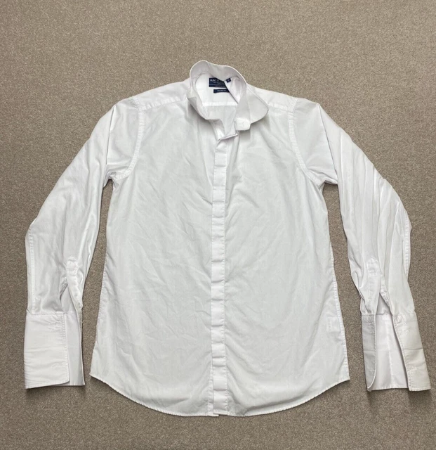Camicia bianca con bottoni Hunt & Holditch manica lunga taglia 16" 41 cm su misura