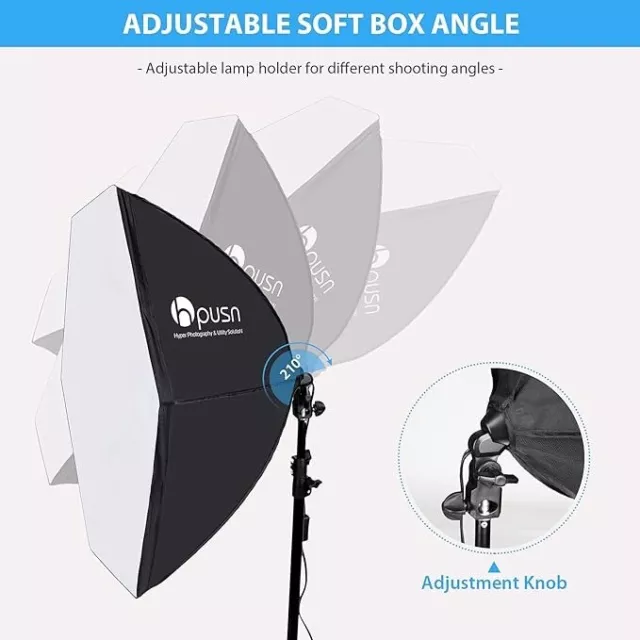 HPUSN Softbox Lighting Kit With 60W & 105W Lightbulbs, 2x76c76cm Light Stands