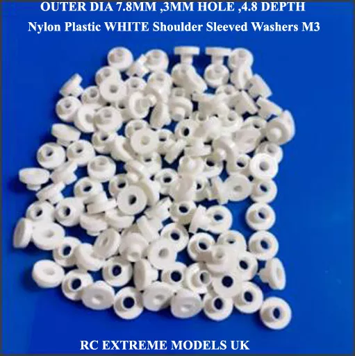 M3 NYLON PLASTIC WHITE SHOULDER WASHERS M3 OD 7.8mm 3MM HOLE ,DEPTH 4.8