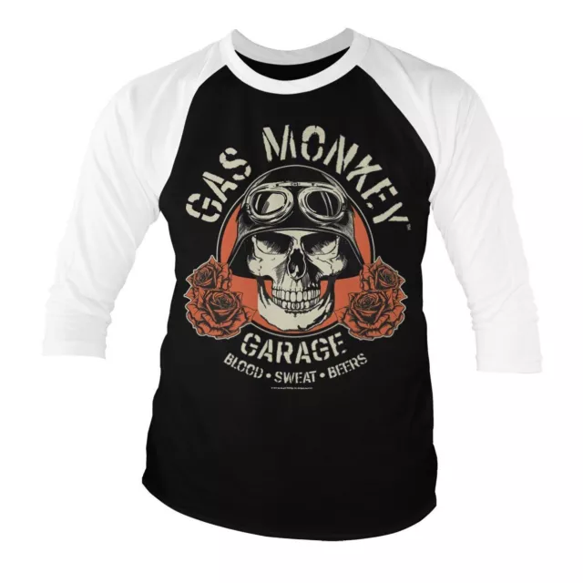 T-shirt a maniche lunghe da baseball Gas Monkey Garage DEATH SKULL DRIVER -...