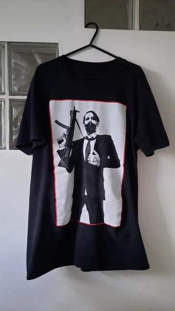 MARILYN MANSON MASK Gun Heaven Upside Down Rare Black T Shirt Size L 5.50 PicClick UK