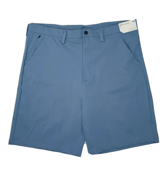 New JCPENNEY Stylus Mens Quick Dry Blue Chino Shorts Stretch Sz 40