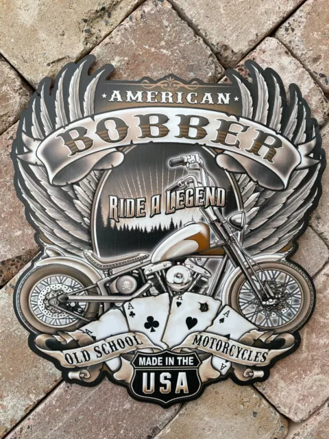 Blechschild American Bobber 45 cm Deko USA Werkstatt Chopper Club Biker Harley
