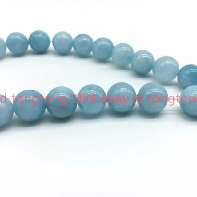 6/8/10/12mm Echt Natürlich Aquamarin Rund Edelstein Lose Perlen 15" Strang AAA