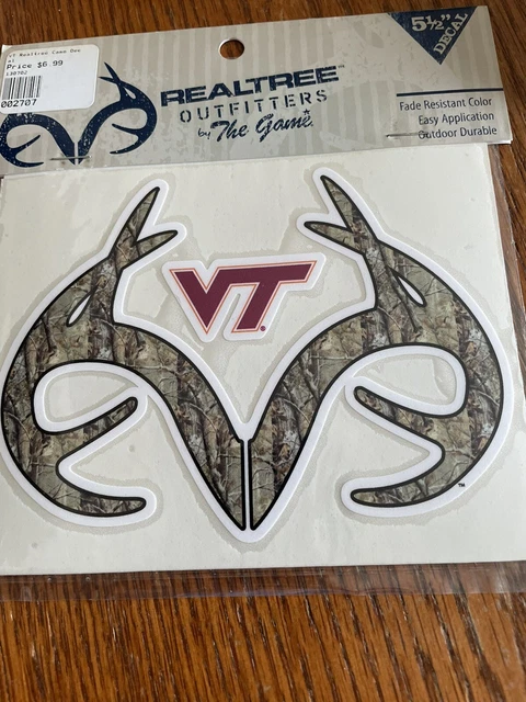 NCAA * VT  CAMO ANTLER DECAL * Virginia Tech HOKIES Outdoor Durable 5.5” * New