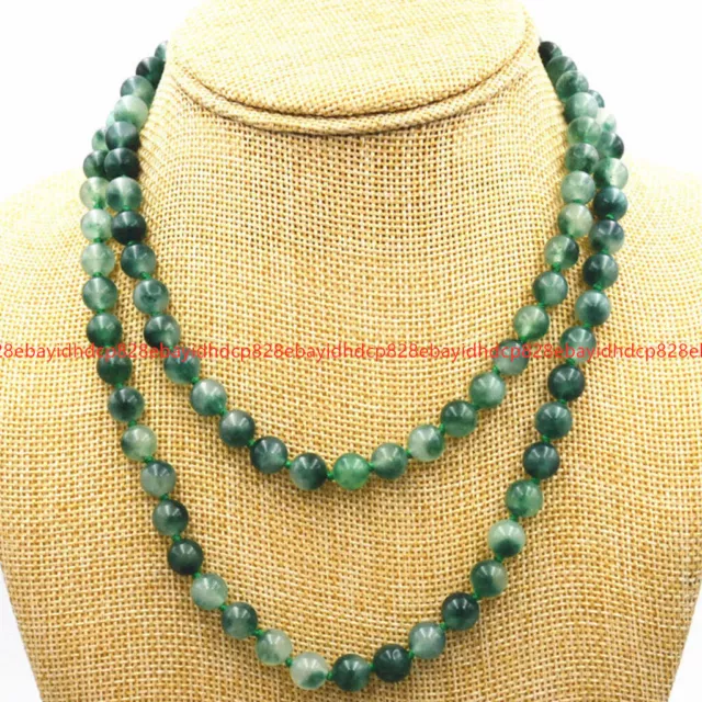 Natural 6/8/10/12mm Green Jade Jadeite Round Gemstone Beads Necklace 18-36"