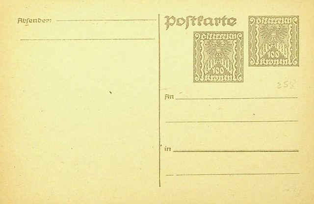 Österreich Ungebraucht 100k+100k Mantel Von Arme Postal Briefpapier Karte