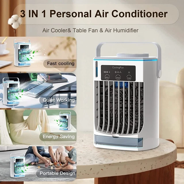Mini Air Conditioner Evaporative Portable Air Cooler Cooling Fan w/ Humidifier