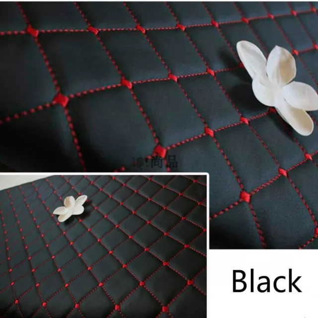 Thick Faux Leather Fabric Sponge Quilted Embroidered Car Interior Decor  Material