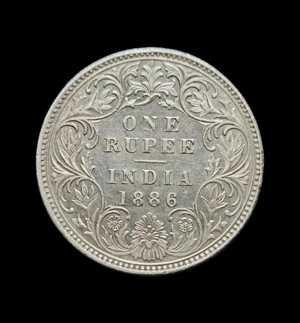 1886 Colonial India Queen Victoria 1 Rupee Silver Coin