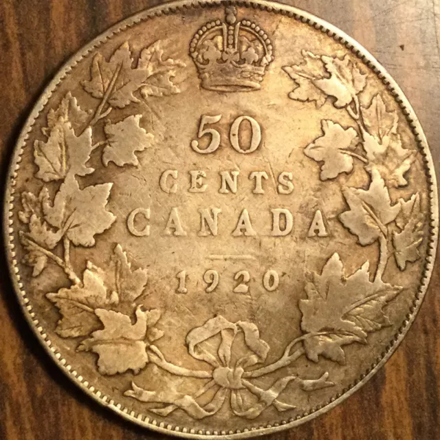 1920 Canada Silver 50 Cents Coin