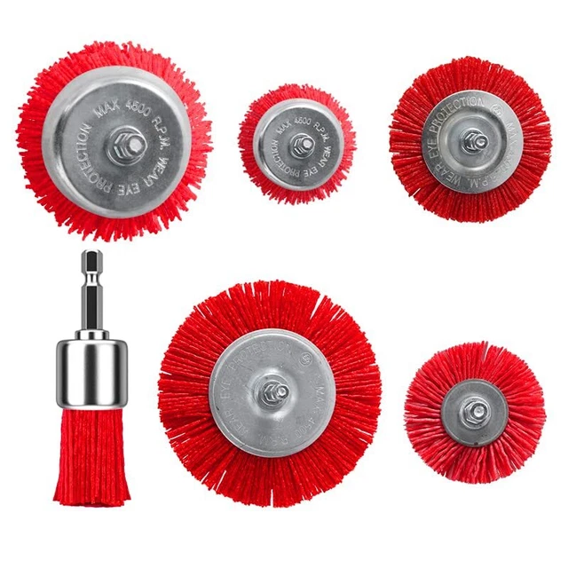 6 Piece Abrasive Filament Nylon Wire Bristle Drill Wheel and Cup Brush Set - ...