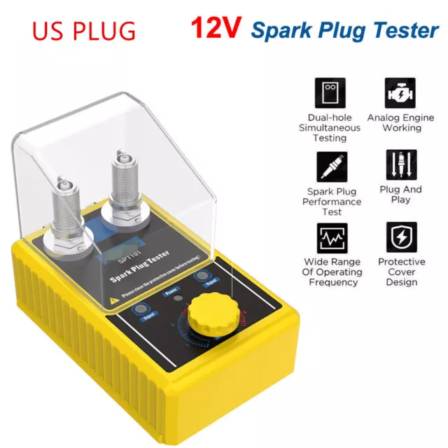 1x Spark Plug Tester Diagnostic Tool 12V Gasoline Car Ignition Analyzer US PLUG