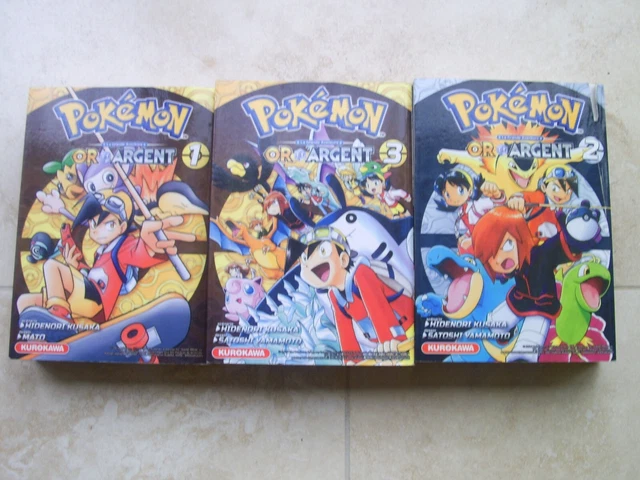 LOT DE 3 livres Pokemon Manga Kurokawa - Or et Argent Tome 1 à 3