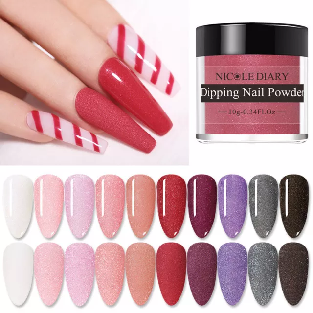 NICOLE DIARY 10ml Dipping Powder Glitter Dip System Liquid Nail Art Starter Kit*