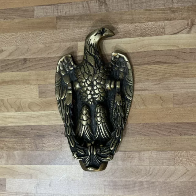 Vintage Reclaimed Federal Style Brass Eagle Door Knocker 7.5” X 4”