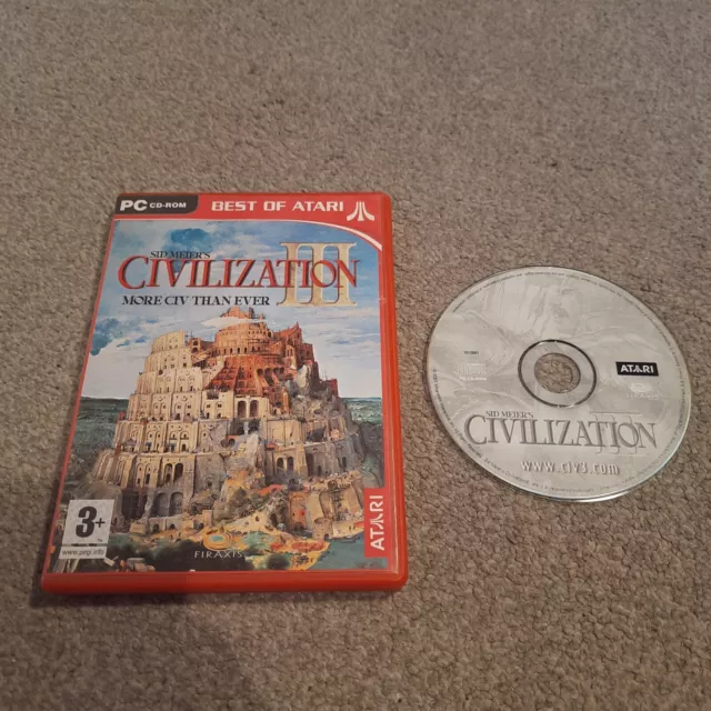 Sid Meiers CIVILIZATION III 3 PC GAME CD ROM ATARI FIRAXIS STRATEGY FANTASY VGC