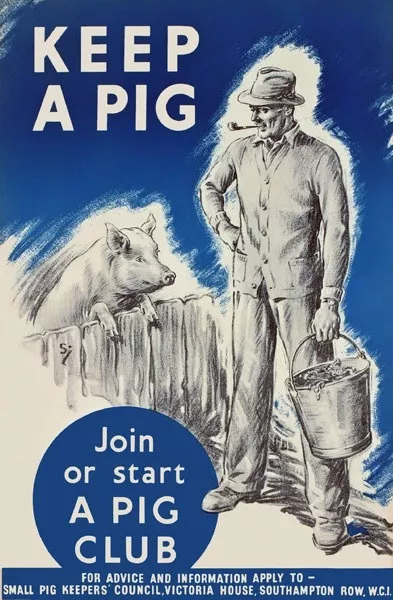 WB68 Vintage Keep A Pig Join Pig Club British WW2 World War II Poster Print