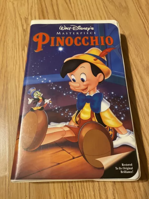 Walt Disneys Masterpiece Pinocchio VHS 1993 White Clamshell Case