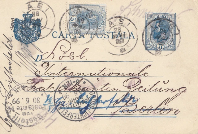 Rumänien: 1899: Iasi nach Berlin