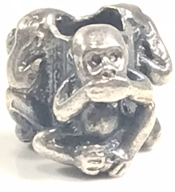 Trollbeads Vintage Sterling 925 Speak No Evil Hear No Evil See No Evil Charm C46