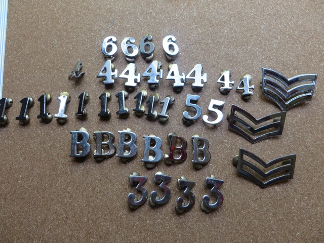 Ex Police Chrome Numbers Lapel Collar Numbers Uniform/Sargent Badges