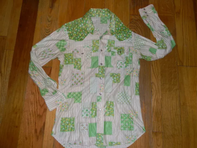 Vintage Custom Handmade Country Western Square Dancing Costume Button Down Shirt