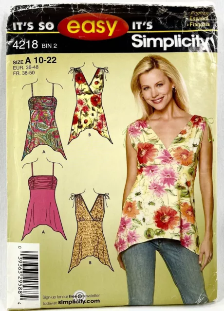 2006 Simplicity Sewing Pattern 4218 Womens Tops 2 Styles Size 10-22 UNCUT 11964