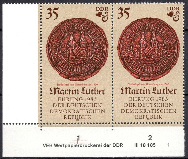 DDR 1982 Mi.Nr. 2756 ** postfrisch Eckrand mit DV Druckvermerk FN 1