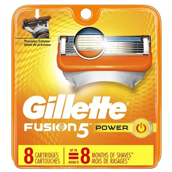 Recarga de hoja de afeitar Gillette Fusion 5 potencia nuevos paquetes de 8 cartuchos sellados