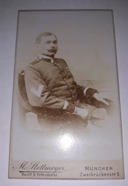 1901 München CDV Soldat Offizier Orden Winkel Portrait Atelier Stettmeyer Bayern